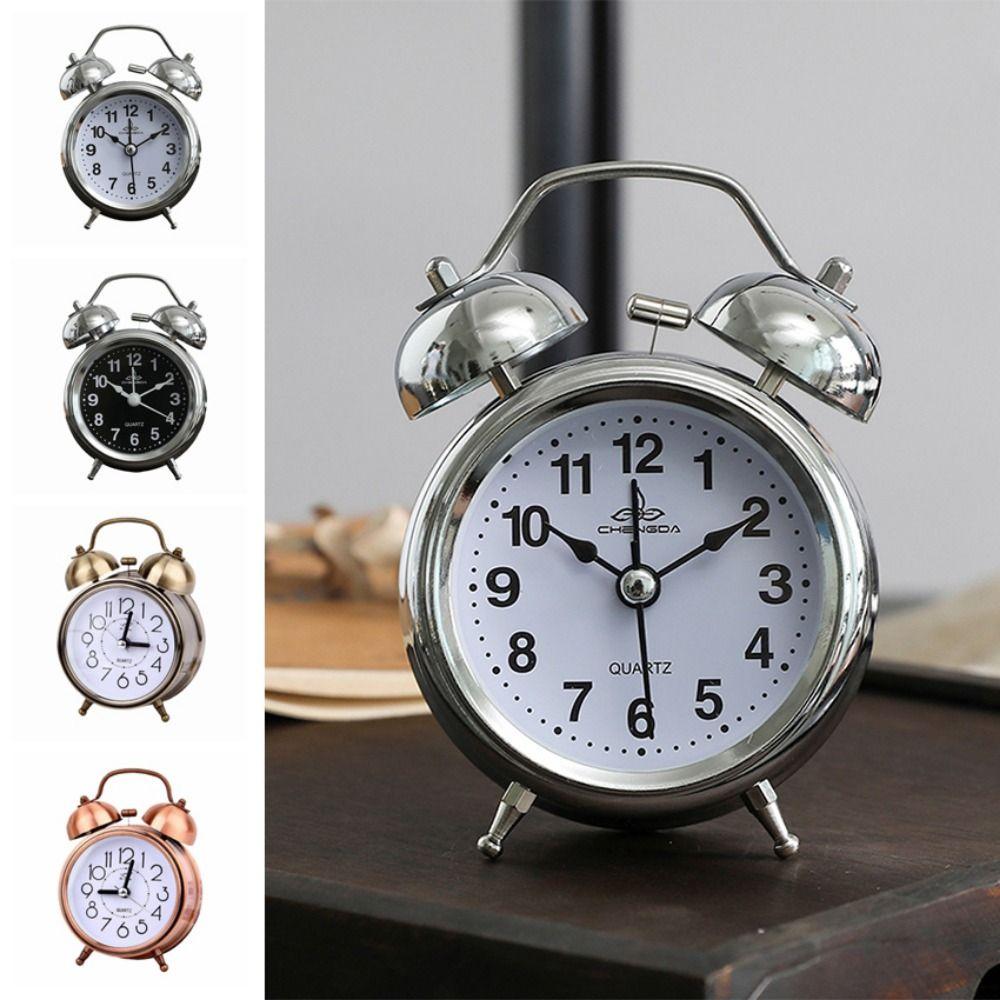 Mute Type Classical Alarm Clock Creative Silent Table Clock Vintage Bell Alarm Clock Home Decor