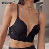 Women Sexy Push Up Bra French Lace Deep V Lingerie Female Thin Wedding Bralette Underwear Embroidery No Trace Top
