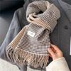 New Women's Winter Scarf Imitation Wool Classic Houndstooth Tassel Academy Style Student Scarves Elegant Fashion Accessories