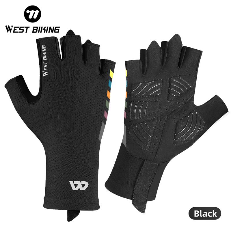 WEST BIKING Summer Half Finger Cycling Gloves Ultralight Breathable Road Bike Racing Gloves Anti-Slip SBR Pad Cooling Sport Gear