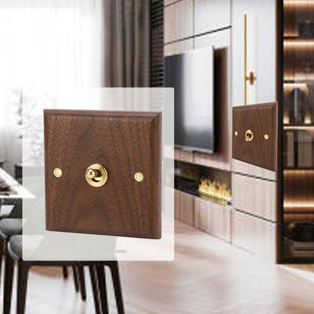 Antique Decoration Toggle Switch Retro Single Toggle Switch 250V with Hand Made Wood Walnut Wall Pan