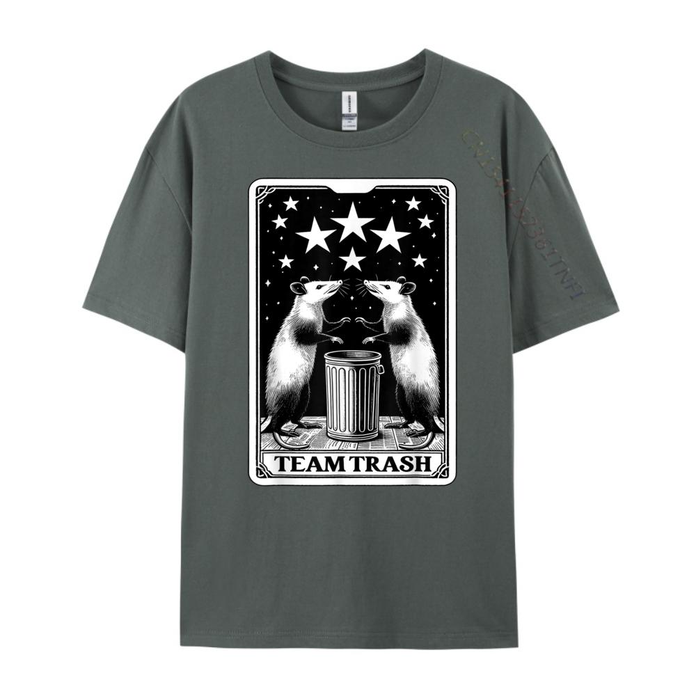Tarot Card Team Trash Crescent Moon Opossum Raccoon White T Shirt Unisex Breathable Harajuku