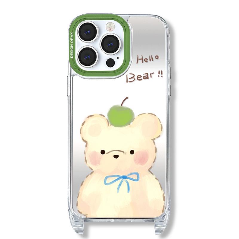 Zhitai Cartoon Mirror Lanyard Phone Case for iPhone 12, 13, 14 Pro Max, and 16 Pro