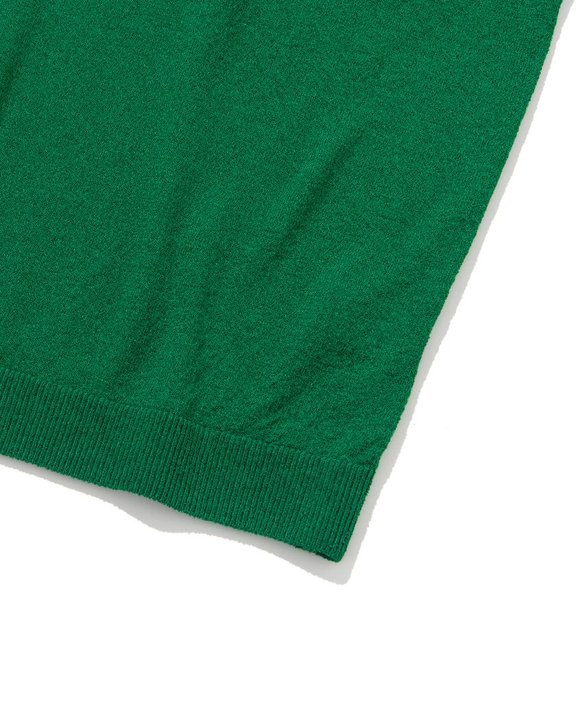 KNITTED Cool Summer Essential Round Short Sleeve Knit Tee Green