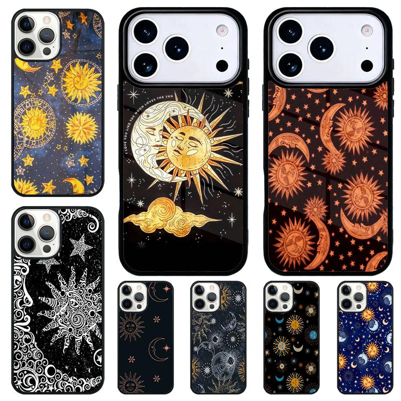 Ударопрочный чехол для телефона с изображением Солнца и Луны для iPhone 17 Air 16e 15 11 12 14 13 Pro Max Чехол Coque