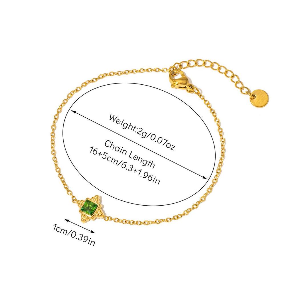 Браслет из титановой стали в стиле ретро-дворца с покрытием из 18-каратного золота и натуральным изумрудом для женщин