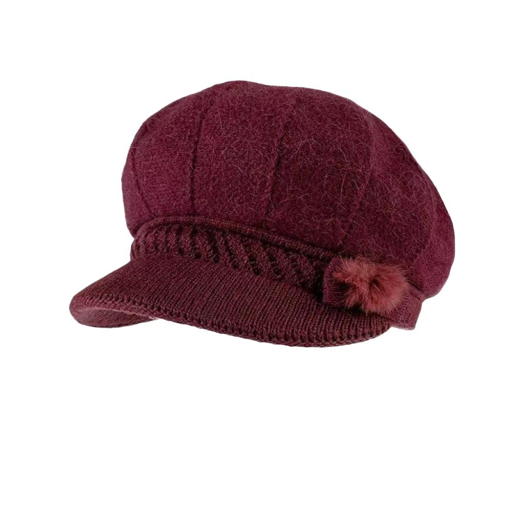Windproof Grandma Knitted Hat Rabbit Fur Winter Cap Casual Elderly Lady Yarn Cap Mom Grandma