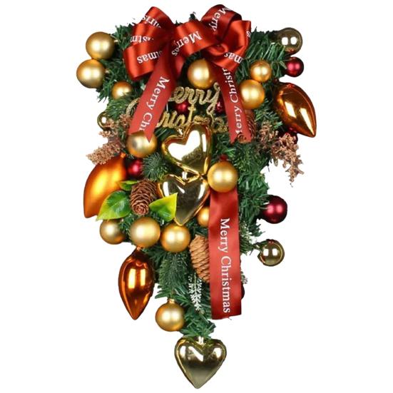 Рождественский венок на дверь, изысканный шар, бант, декор, гирлянда, подвесной венок на входную дверь для праздничного декора