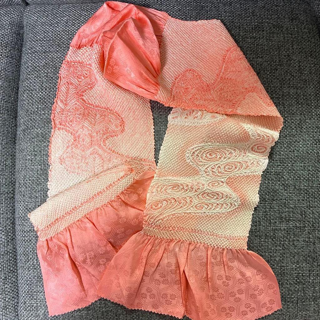 Used Obiage, Shibori, Blur-dyed, Pink, Japanese style accessories, Luxury items
