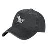 Women's Floral Cat Hat Vintage Adjustable Distressed Washed Baseball Cap for Men Women Cat Lover