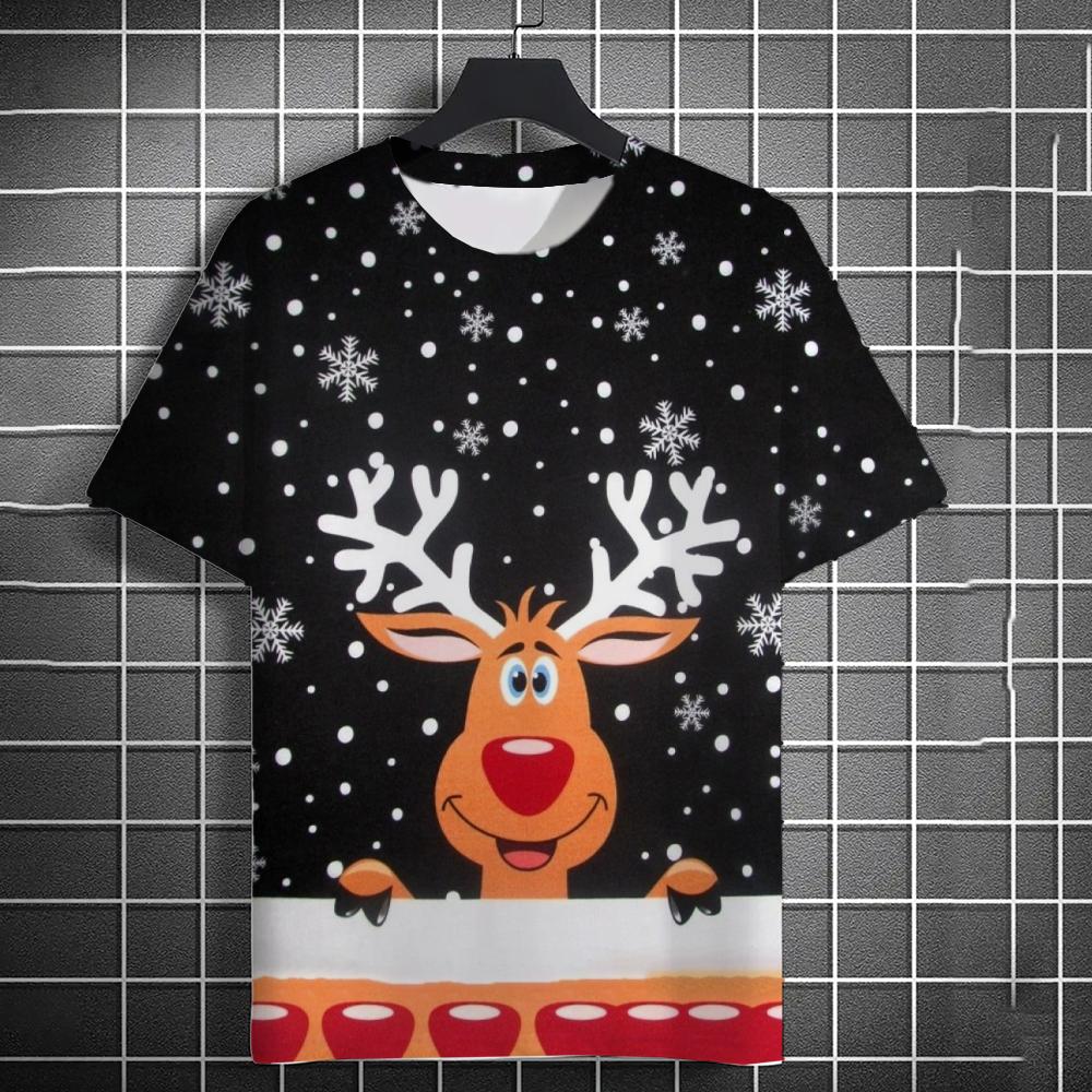 Men's T-Shirt Kids T Shirts 3D Santa Claus Printed Short Sleeve Christmas T-Shirt Trendy Christmas Casual Clothing Tops
