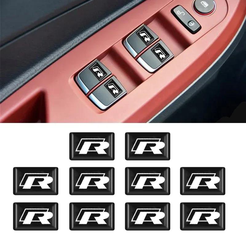 ear1 10PCS Epoxy for Volkswagen VW Rline GTI Passat Golf Bora Jetta Scirocco SR32 SR36 Car Interior Button Stickers Decorative Decals