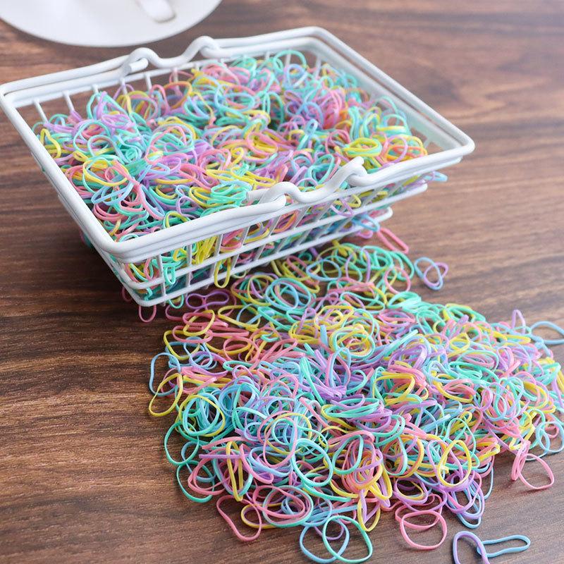 1000PCS Disposable Rubber Band Hairband For Children  Ponytail Hairs Ties Colourful Elastic Hair Bands Baby Hair Accessories