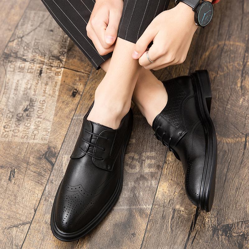 Модная британская обувь броги с острым носком на шнуровке, массажные подошвы, мужская банкетная обувь, ретро коричневая, мужская деловая повседневная обувь