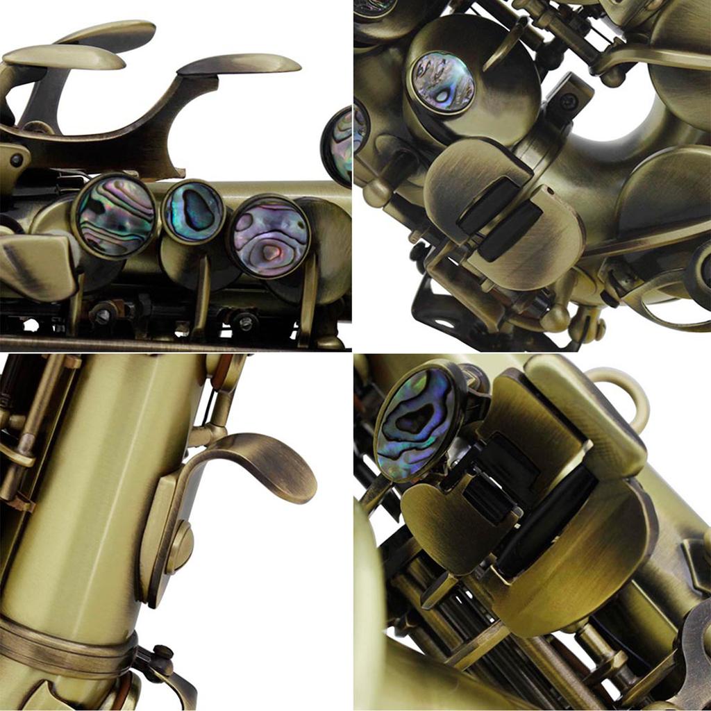 Винтажный сопрано-саксофон Bb, сакс, духовой инструмент из латуни, с кейсом для переноски, перчатками, чистящей салфеткой, щеткой