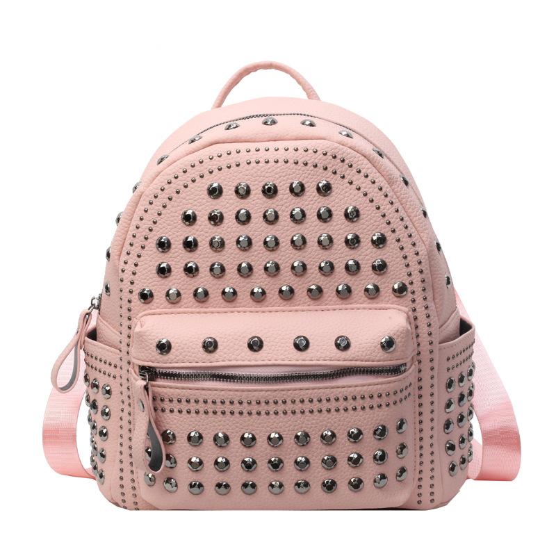Bags Women's Backpack 2025 New Korean Version Fashion Rivets Personalized Trend Leisure Travel Small Backpack