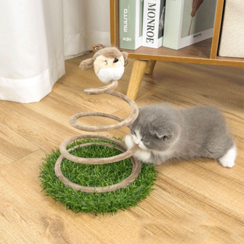 Creative Cat Scratching Tray Plush Sparrow Interactive Cat Toy Cat Spring Toy  Indoor Play