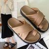 Thick-soled Toe Slippers Women's Summer New Beach Wear Cross-strap Fashion Casual Versatile Soft-soled Sandals