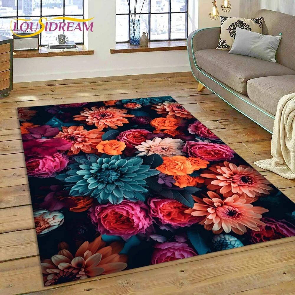 3D Dream Sun Flowers Nordic Daisy Rug Ковер для гостиной Спальня Домашний декор, Нескользящее украшение для дивана Коврик Подарки для детей