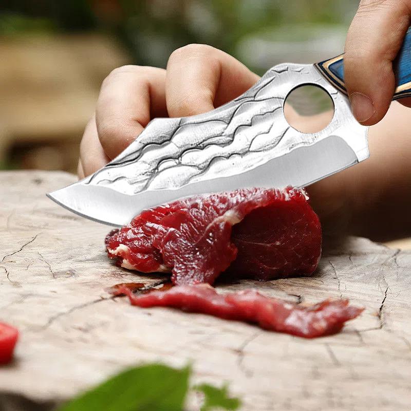 MYVIT Кухонный нож Кованый нож для обвалки Нож мясника Тесак из нержавеющей стали Нож для овощей и фруктов Походный нож с крышкой