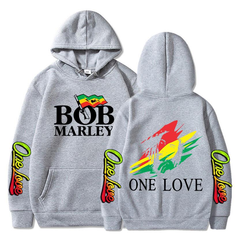 Толстовки с капюшоном Rapper Bob Marley Legend Reggae One Love Толстовки с капюшоном для мужчин и женщин Модные свитера с длинным рукавом большого размера Уличная одежда
