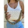 Women's Cream Chain Quilted Shoulder Bag