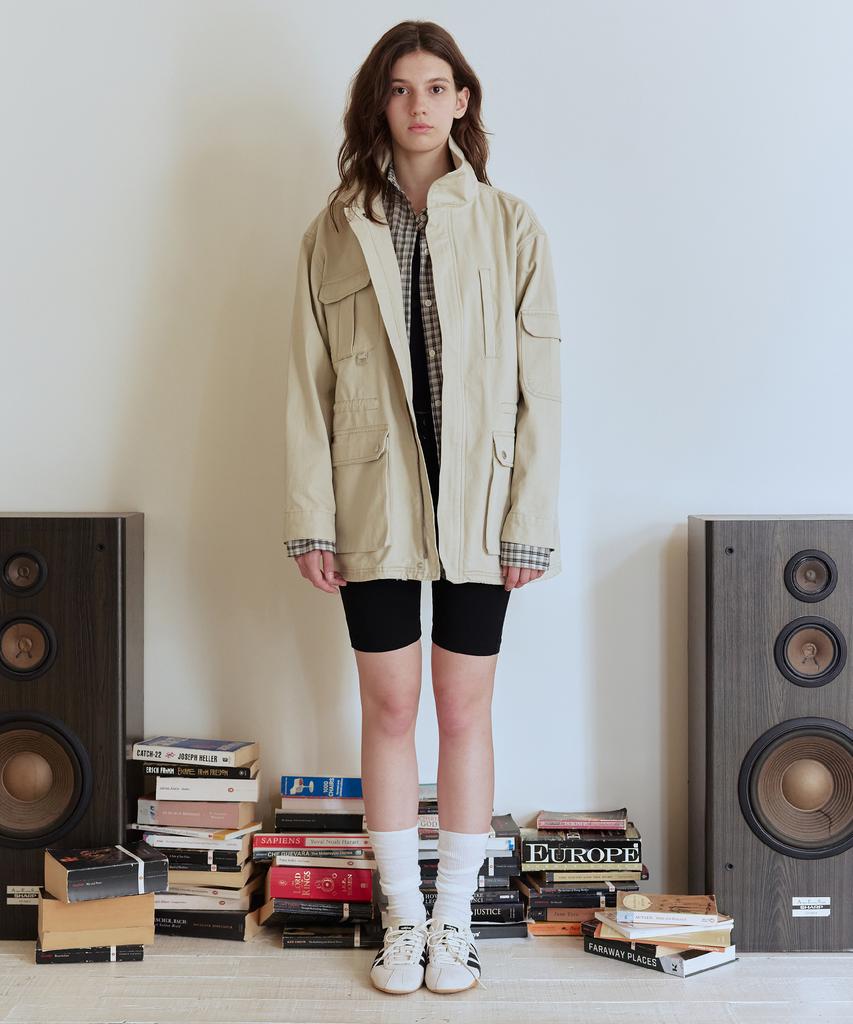 AFTERHOURS Washed Cotton Utility Jacket (Beige)