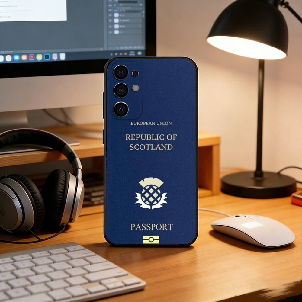 S-Scotland S-Scottish Passport Flag Phone Case For Samsung S25,S24,S21,S22,S23,S30,Ultra,S20,Plus,Fe,Soft Silicone Black Cover