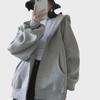 Унисекс толстовка с капюшоном на молнии серого цвета 2025: Тонкая, Свободная, Повседневная Осенняя Куртка