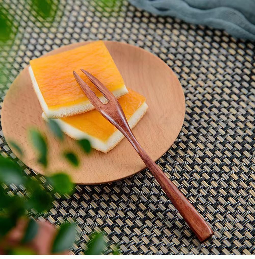 KXLCGYK Деревянная вилка, японские сладости, набор из 5 вилок, легкая лакированная вилка химэ, фруктовая вилка, десертная вилка для торта 13,5 см