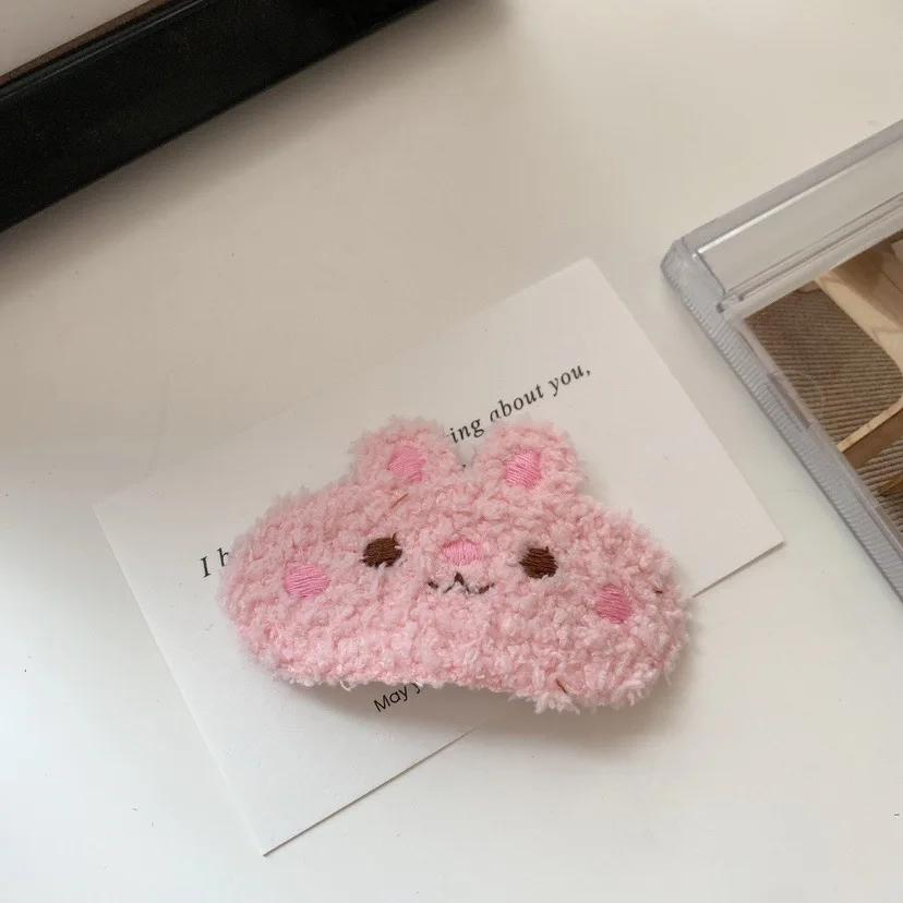 Мультяшная пушистая детская заколка для волос для девочек, забавная заколка для волос в виде панды и кролика, плюшевая заколка для волос в виде осенне-зимней девочки, детский головной убор