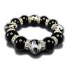 Hard-to-find, Extra-thick 18mm Natural Onyx Stone, Hand-carved with the Four Gods, Premium Rondelle Rosary Bracelet, Power Stone.
