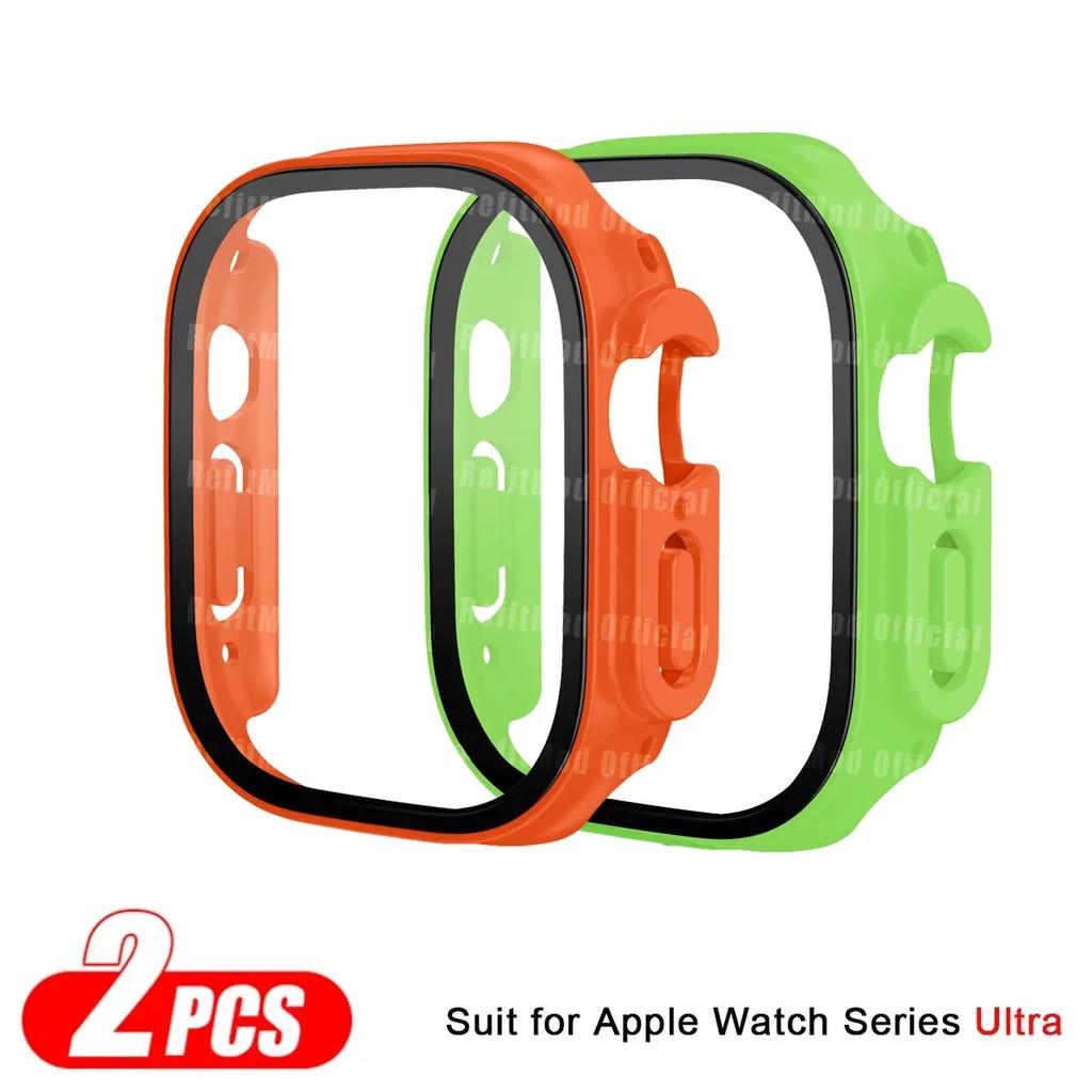 2 шт. Чехол+стекло Для Apple Watch Ultra 49 мм 45 мм 42 мм 41 мм 44 мм 40 мм Пленка Защитное стекло Бампер IWatch Серия 5 8 7 SE 6 Чехол