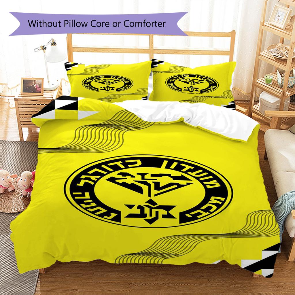Maccabi Netanya FC Pattern Bedding Set Quilt Cover Pillowcase Home Decor Gift (1 * duvet cover + 2 * pillowcase, without core)