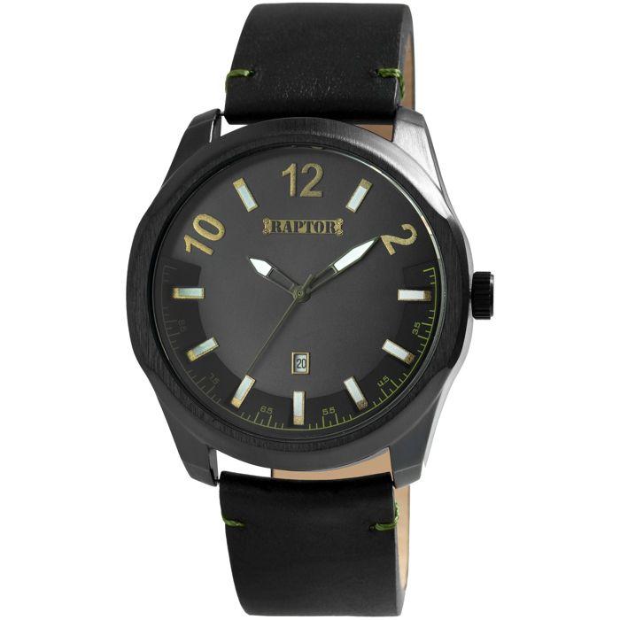 Montre - RAPTOR - Charley - Cuir noir 24 mm - Boîtier 46 mm - Quartz Miyota 2115