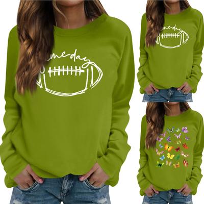 Женский повседневный модный сексуальный удобный плюс бархатный круглый вырез длинный рукав спортивный свитер топ