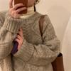 Осень Новые винтажные повседневные свитера-пуловеры женские зимние свободные свитера с длинным рукавом грубой вязки женские элегантные женские джемперы с круглым вырезом 25454