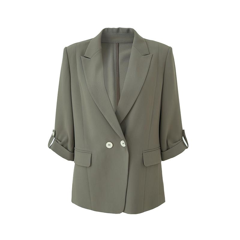 Seven fold flared sleeve commuter suit jacket for women