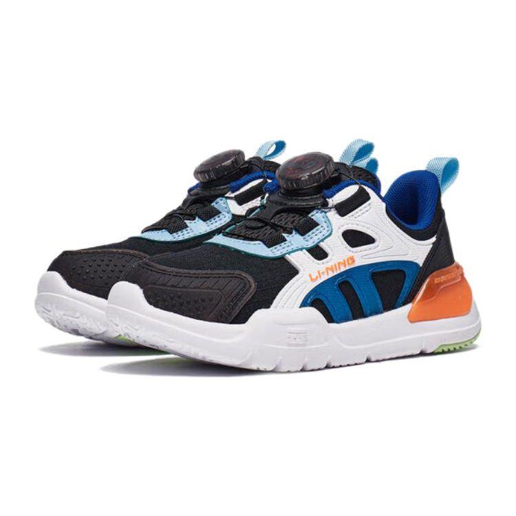 Li Ning Kids Sports Lifestyle Series Comfortable Casual Non-Slip Wear-Resistant Low-Top Casual Shoes Kids Casual Shoes Black White Blue YKNT076-1