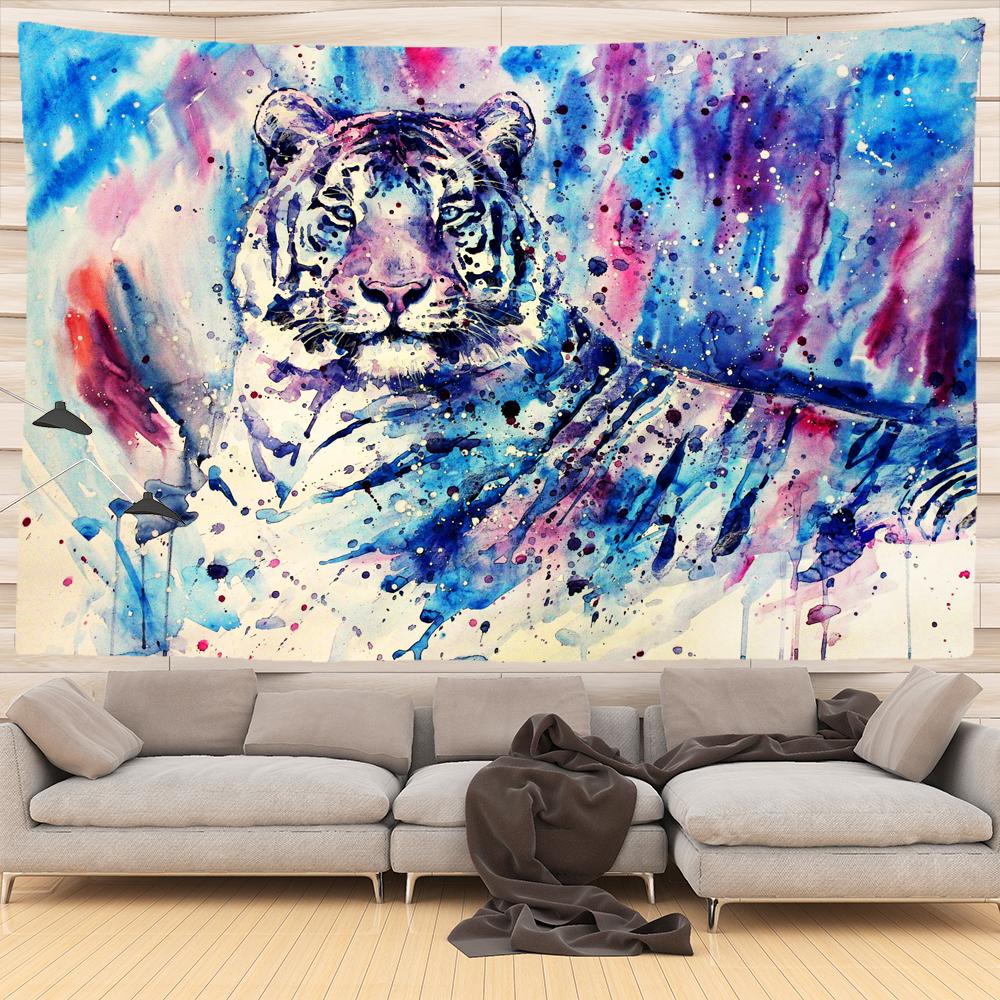 Home Decoration Filled Tiger Pattern Printing Polyester Fiping Wall Suspension Room Background Tapiz