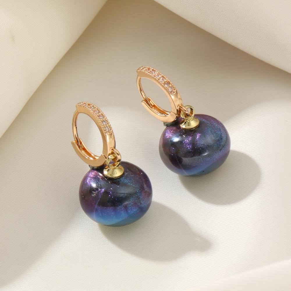 New Fashion Bread Round Big Pearl Dangle Earrings For Women Wedding Jewelry Gift Temperament Cubic Zirconia Eardrop