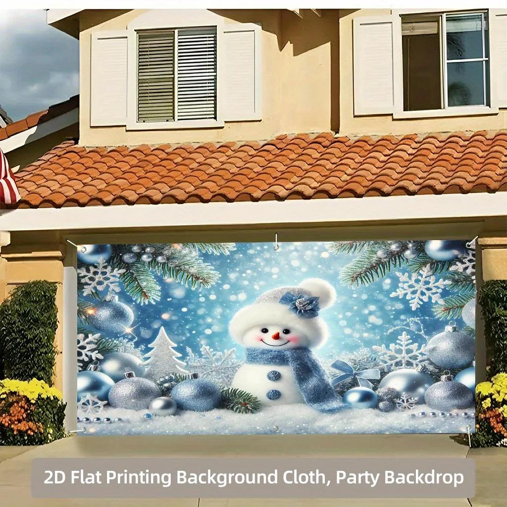 A 2D canvas door curtain, featuring a charming snowman design, is made of durable polyester fabric.ZL