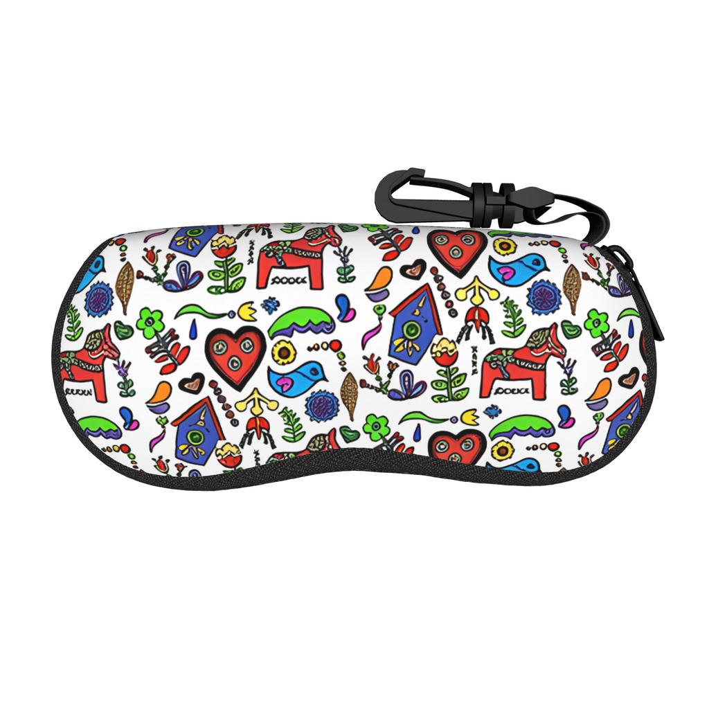 Cute Colorful running horses Glasses Case Waterproof Zipper Glasses Box Anti-Pressure Eye Contacts Case
