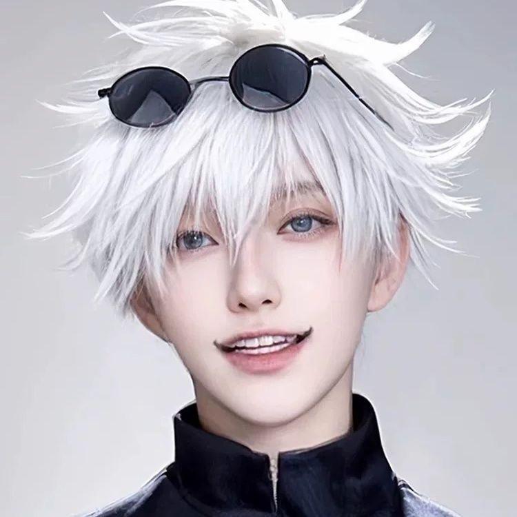 "Парик для косплея Воина Джиу-джитсу Куроко Ватару, белый, парик для вечеринки для мужчин, короткие волосы"
