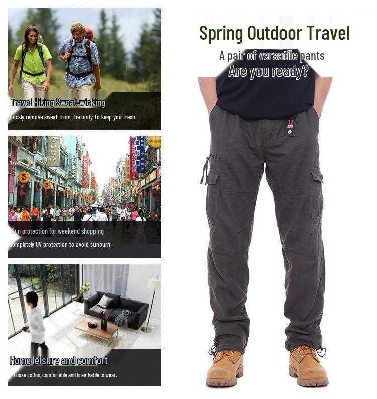 Мужские износостойкие рабочие брюки с несколькими карманами | Комбинезон для защиты труда свободного кроя