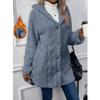 5XL Autumn and Winter Hooded Solid Color Cardigan Button Long Sleeved Casual Jacket
