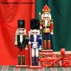 High Quality 30cm Wooden Christmas Nutcracker Soldier Ornament, Durable Holiday Decoration, Christmas Tree Display Supplies