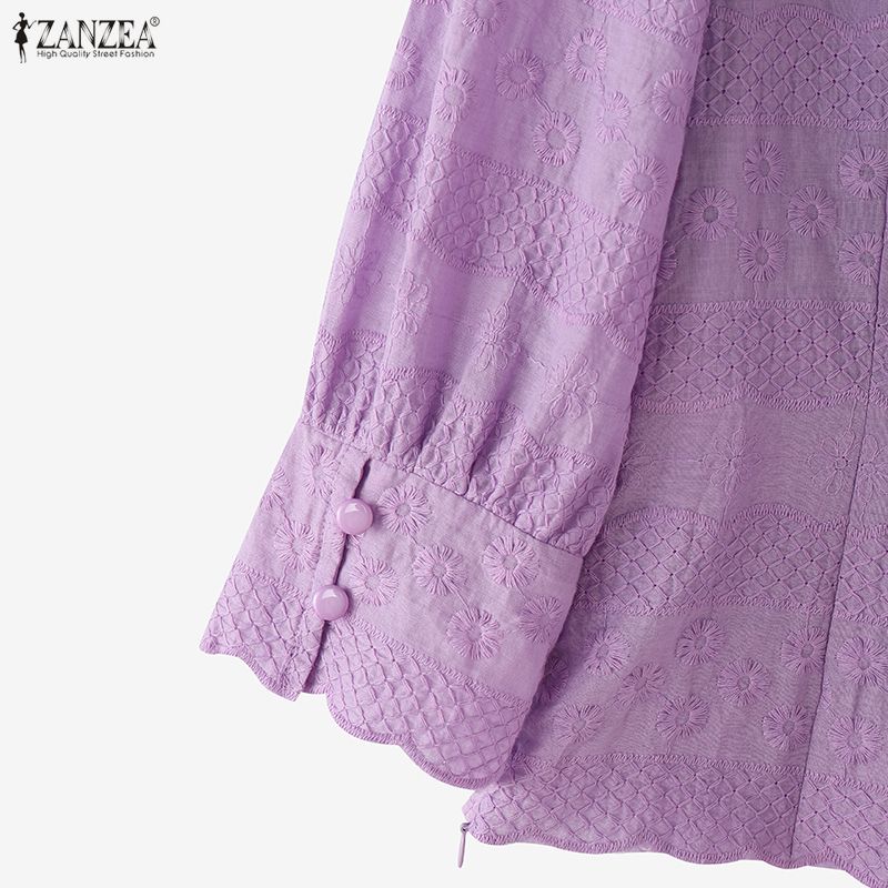 ZANZEA Женская повседневная блузка с квадратным вырезом, летняя, с рукавами 3/4, в стиле пэчворк