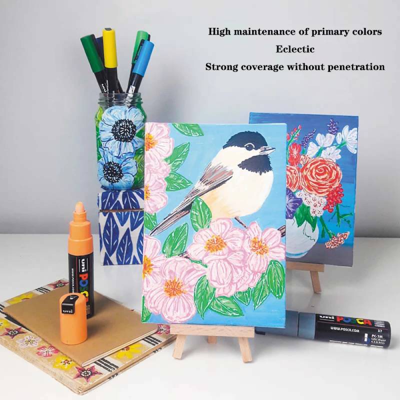 Uni Posca Портативный набор пеналов с маркерами Яркие цвета с высокой пигментацией Художественные маркеры-краски для маркировки на 50+ ПОВЕРХНОСТЯХ Для ведения дневника, скетчинга, подарков