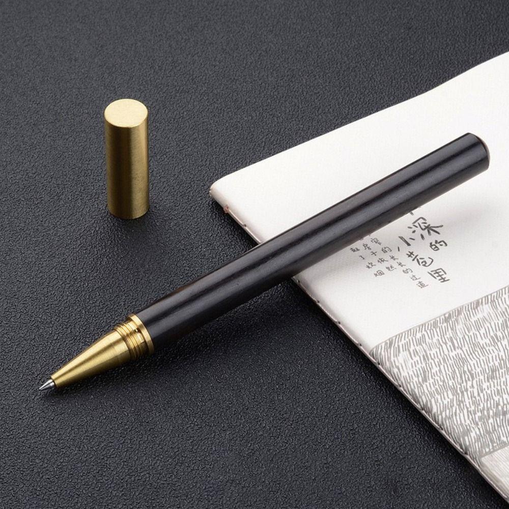 Wood Body Fountain Pen Brass Writing Tools Durable Gel Pen Students Gift